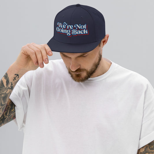 We're Not Going Back Red, White, & Blue Logo Snapback Baseball Hat