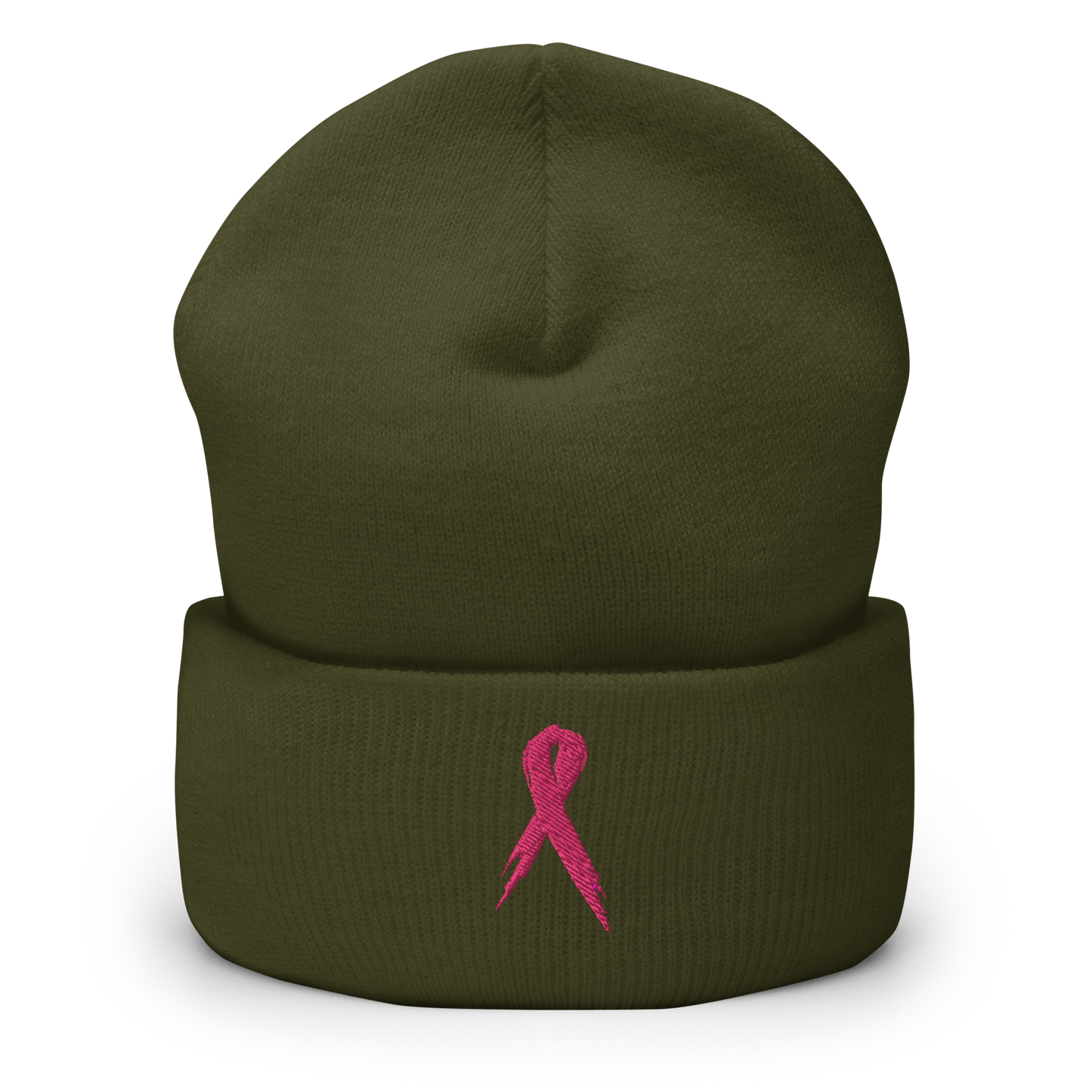 Breast Cancer Awareness Ribbon Cuffed Beanie