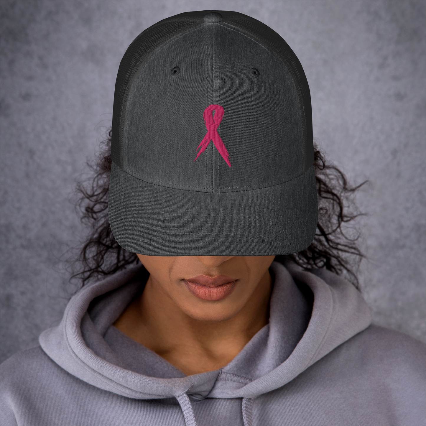 Breast Cancer Awareness Ribbon Trucker Cap