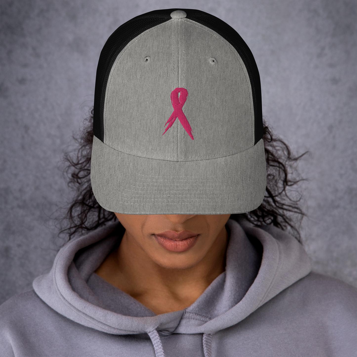 Breast Cancer Awareness Ribbon Trucker Cap