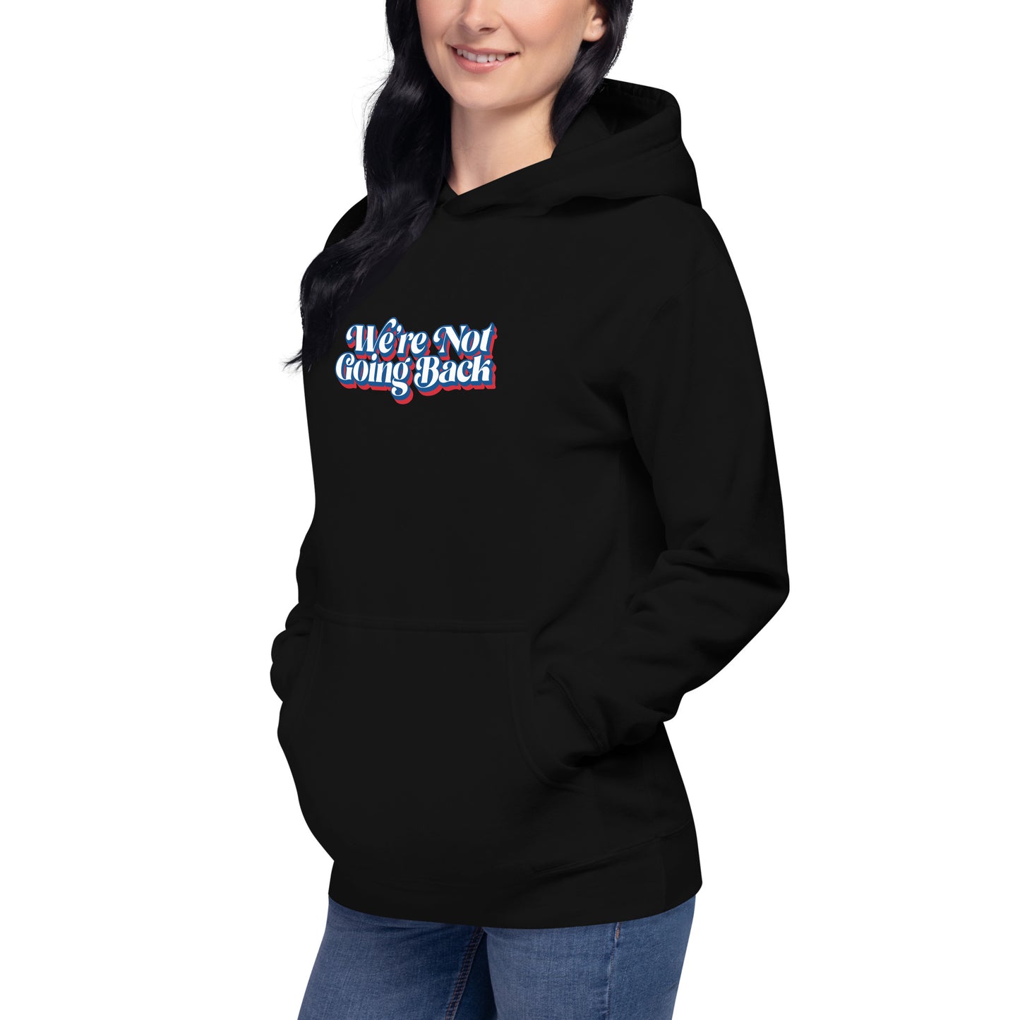 We're Not Going Back Red, White, & Blue Logo Unisex Hoodie