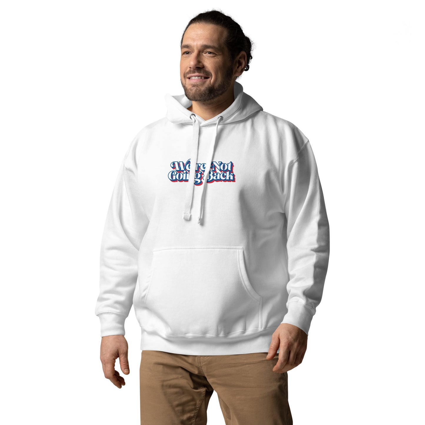 We're Not Going Back Red, White, & Blue Logo Unisex Hoodie