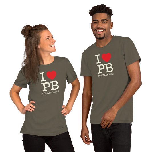 I Love PB (Pickleball) Unisex Tee Shirt