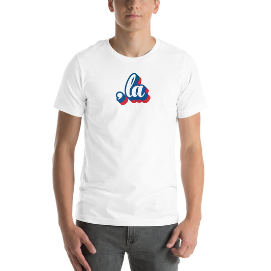 , la (Kamala) Red, White, & Blue Logo Unisex Tee Shirt