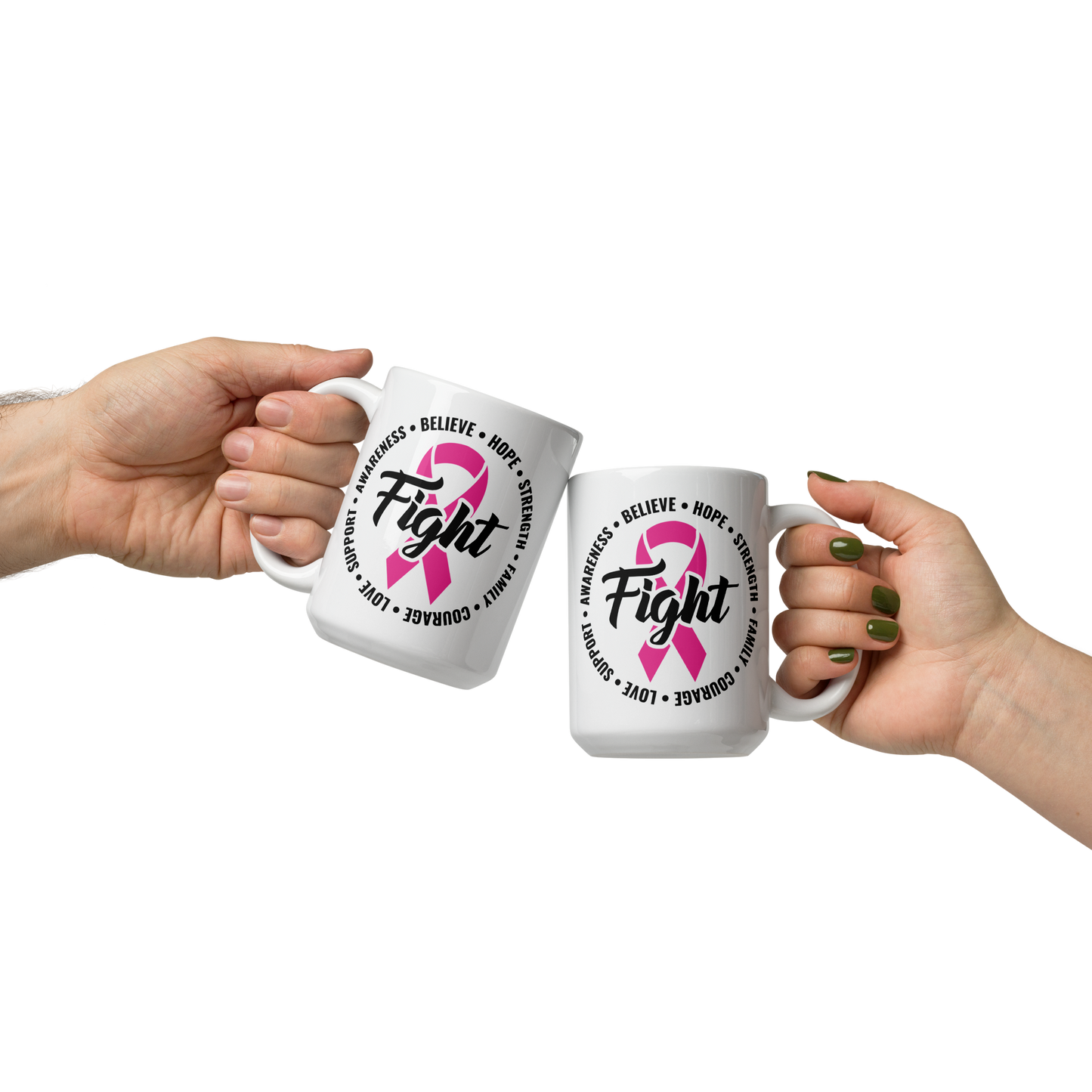 FIGHT Breast Cancer White Glossy Mug