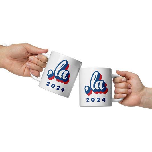 , la (Kamala) Red, White, & Blue Logo White Glossy Mug