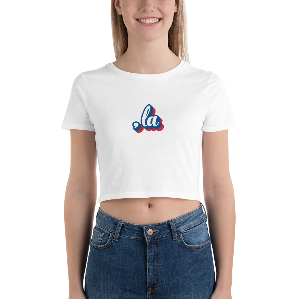 , la (Kamala) Red, White, & Blue Logo Women’s Crop Tee