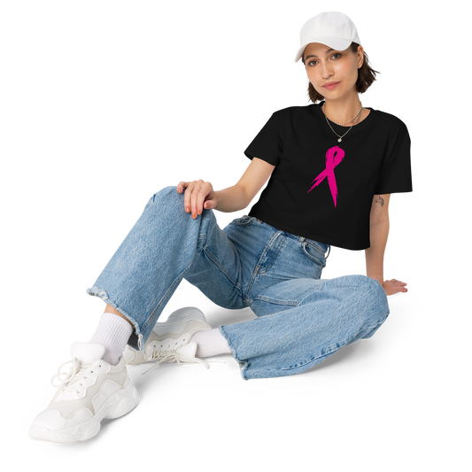 Breast Cancer Awareness Ribbon Women’s Crop Top