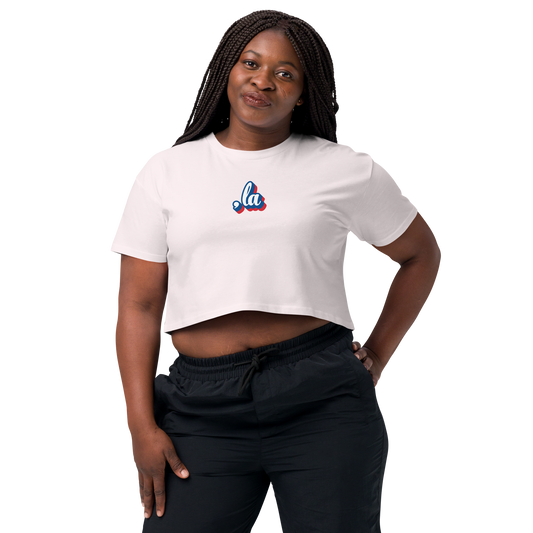 , la (Kamala) Red, White, & Blue Logo Women’s Crop Top