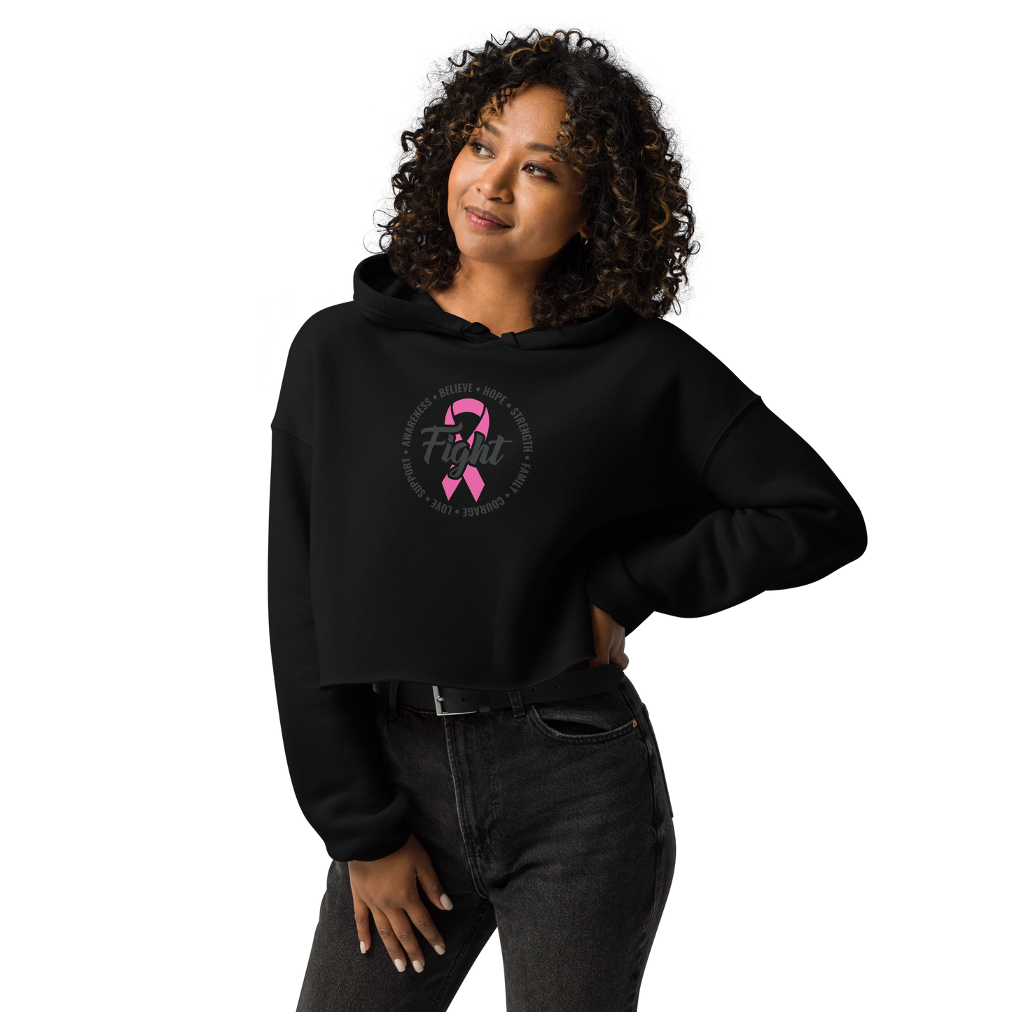 FIGHT Breast Cancer Crop Hoodie