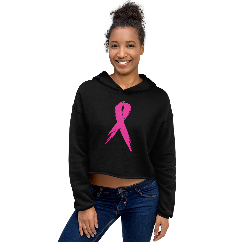 Breast Cancer Ribbon Crop Hoodie