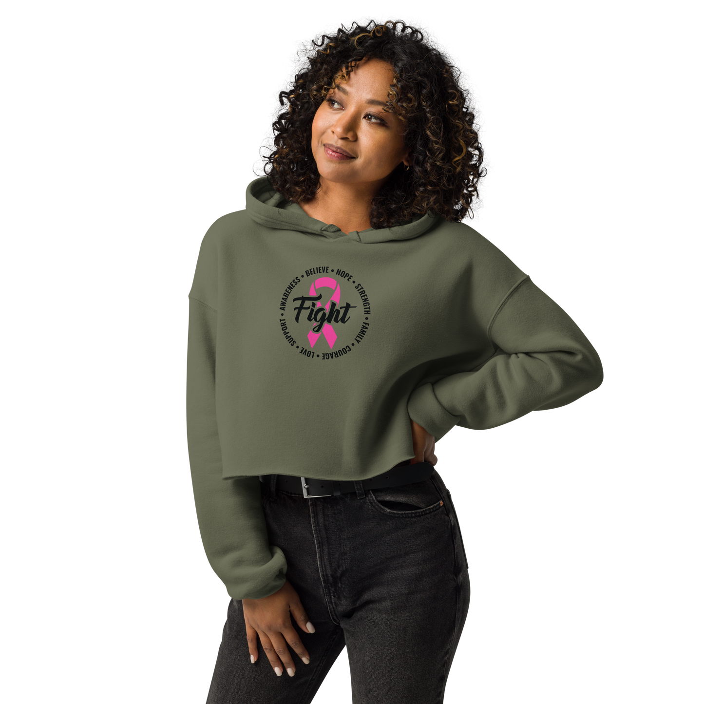 FIGHT Breast Cancer Crop Hoodie