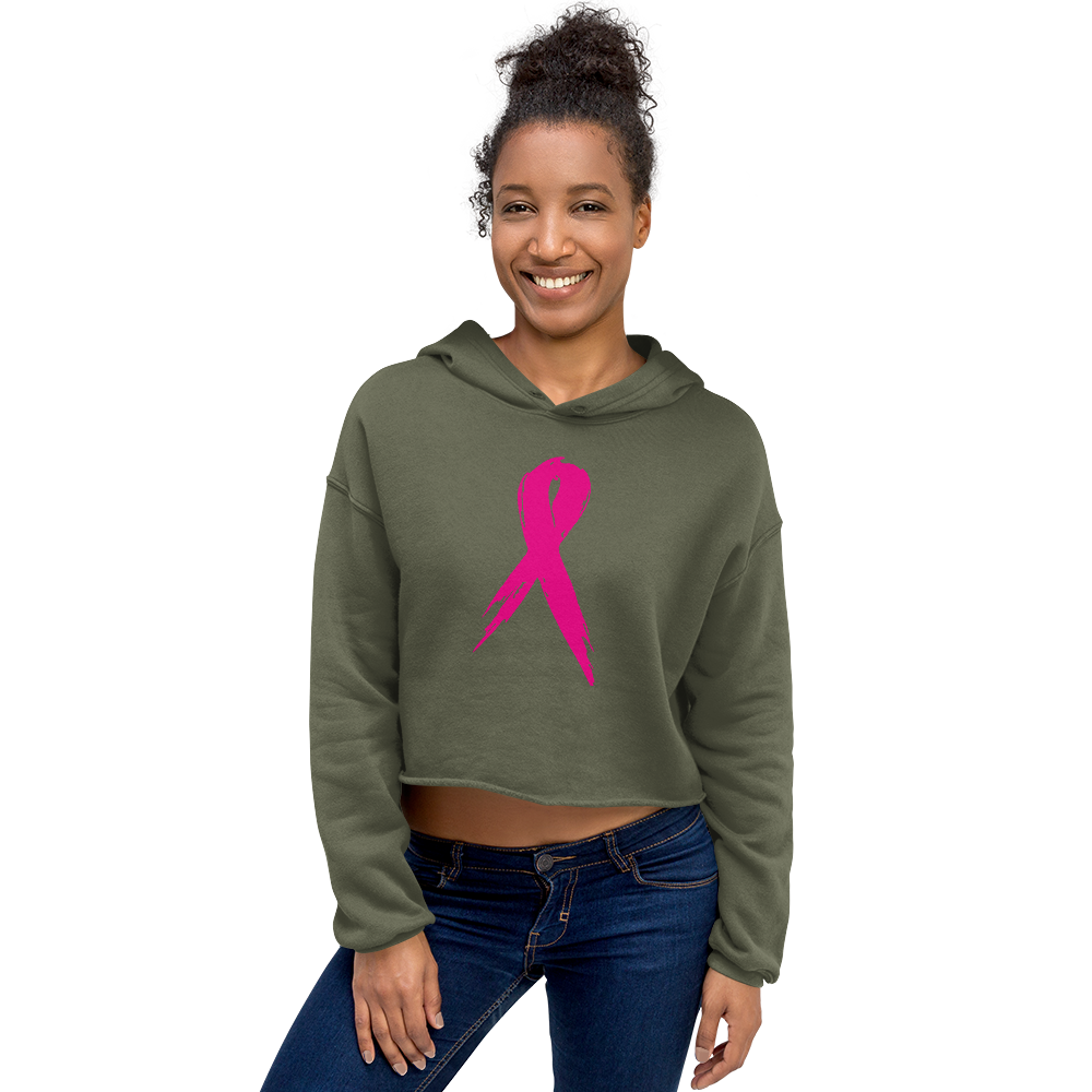 Breast Cancer Ribbon Crop Hoodie