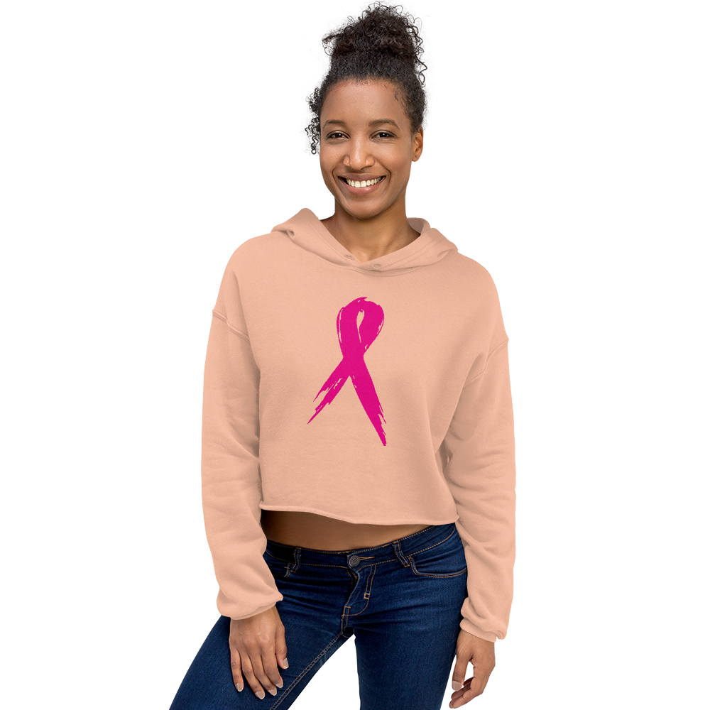 Breast Cancer Ribbon Crop Hoodie