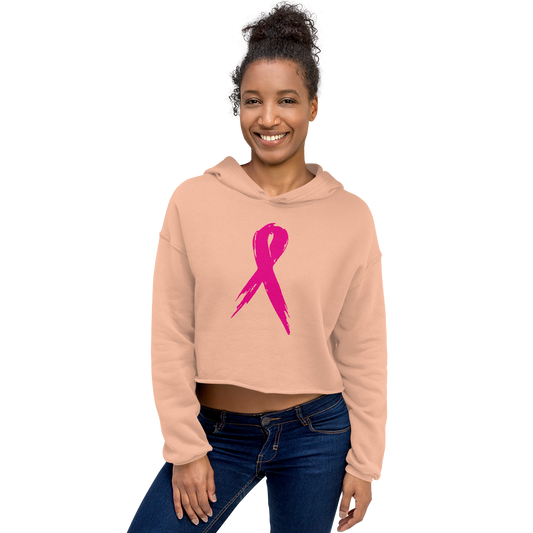 Breast Cancer Ribbon Crop Hoodie