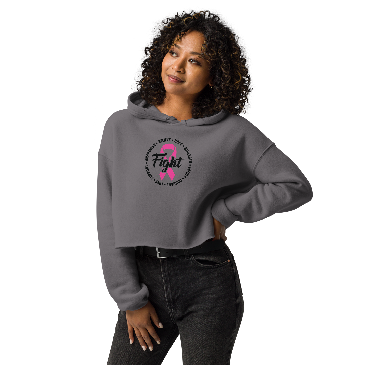 FIGHT Breast Cancer Crop Hoodie