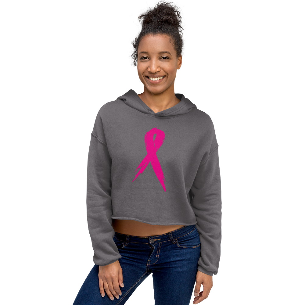 Breast Cancer Ribbon Crop Hoodie