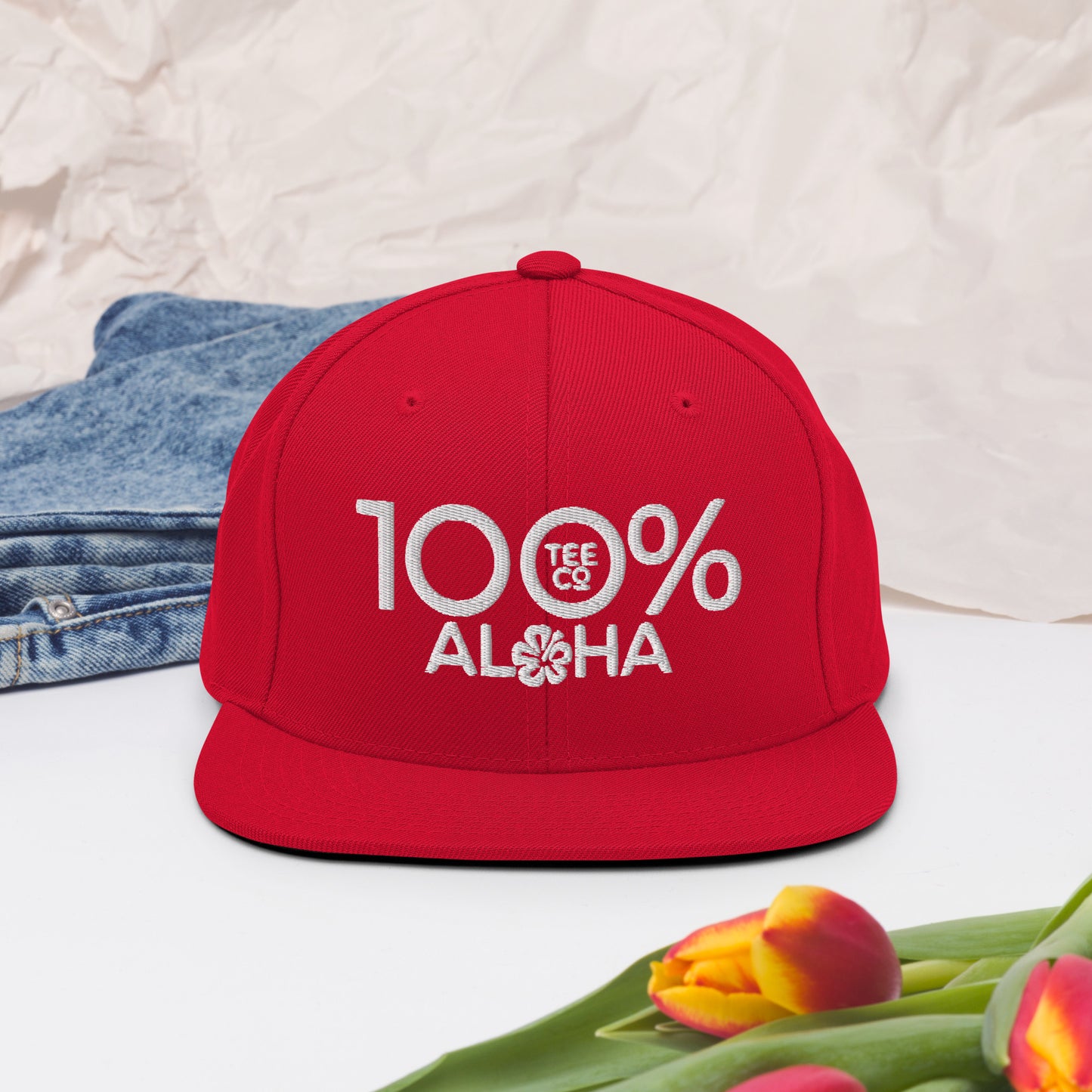 100% ALOHA Snapback Hat - 100 Percent Tee Company