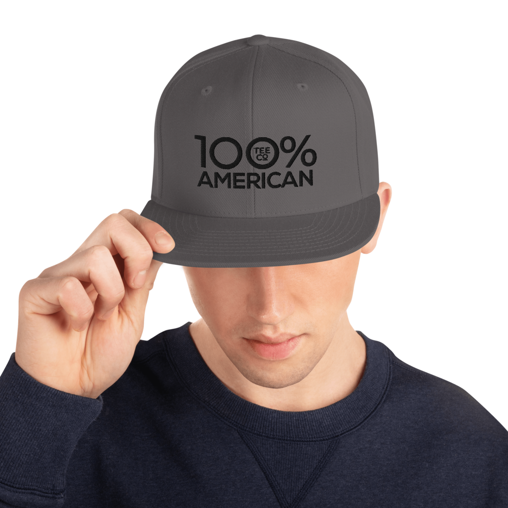 100% AMERICAN Snapback Baseball Hat - 100 Percent Tee Company