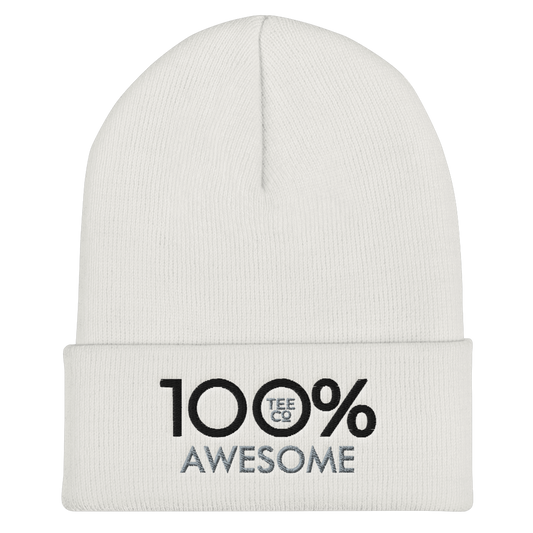 100% AWESOME Cuffed Beanie - 100 Percent Tee Company