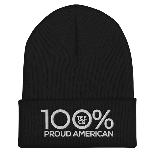 100% PROUD AMERICAN Cuffed Beanie - 100 Percent Tee Company