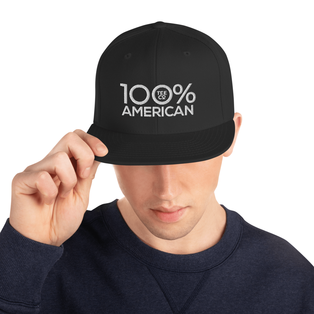 100% AMERICAN Snapback Baseball Hat - 100 Percent Tee Company