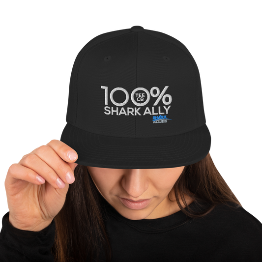 100% SHARK ALLY Snapback Baseball Hat to benefit Shark Allies - 100 Percent Tee Company