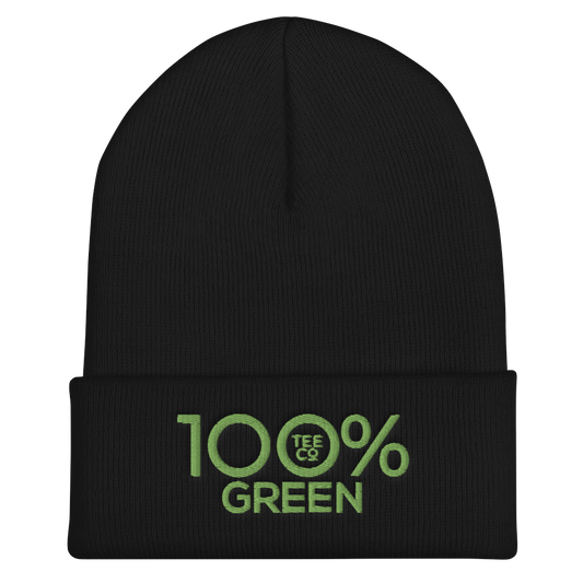 100% GREEN Cuffed Beanie - 100 Percent Tee Company