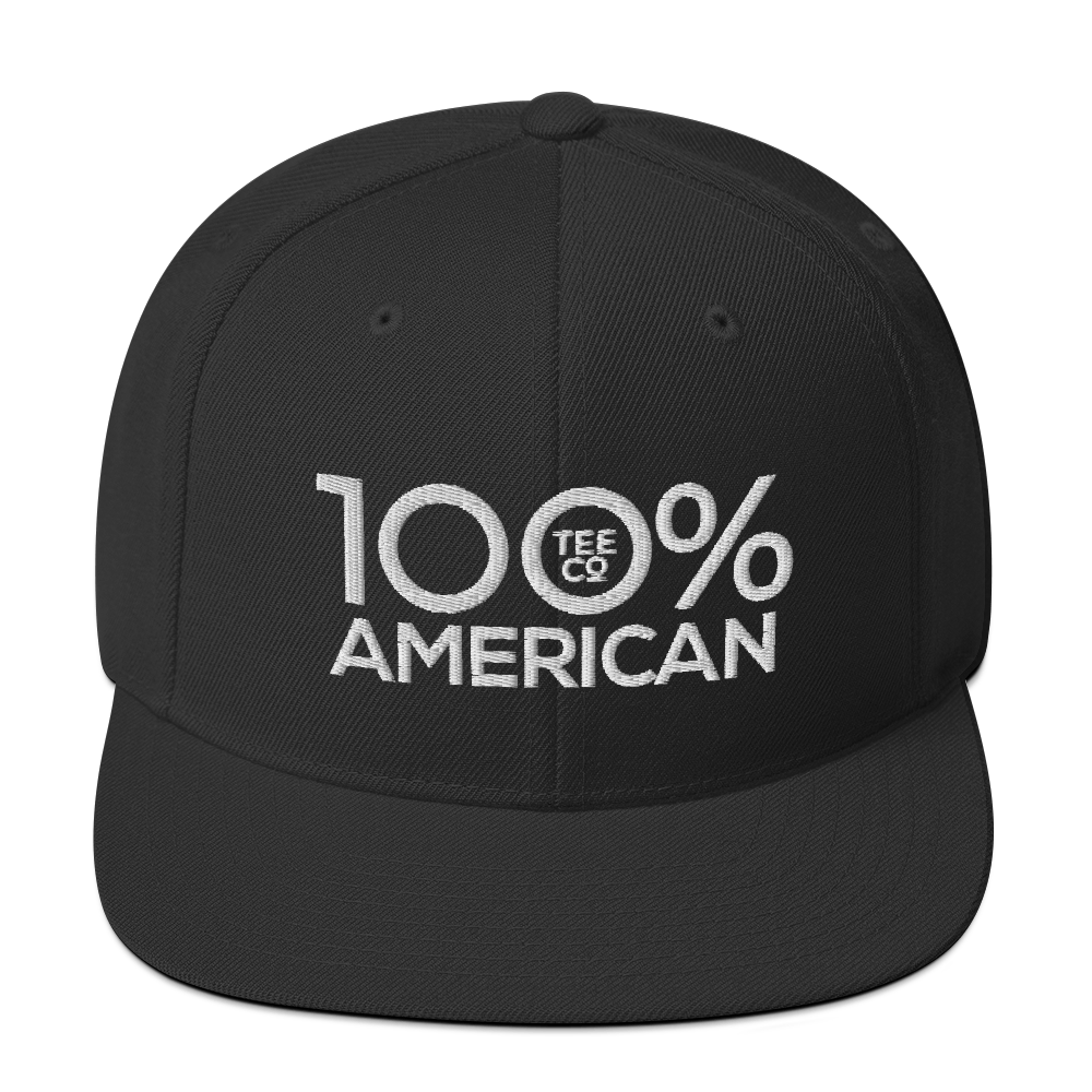 100% AMERICAN Snapback Baseball Hat - 100 Percent Tee Company